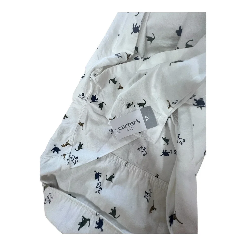 Carter's Dinosaur Oxford Boys Shirt Top Button Down Size 10‎